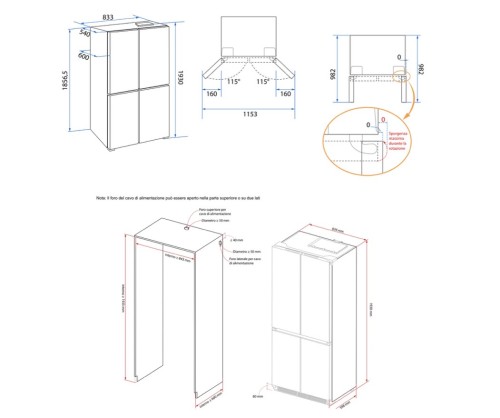 GRF 466 L RTC8459WJIX1 – frigider Cross Door 4 uși, Total No Frost, Flex Temp, Inverter, Clasa E