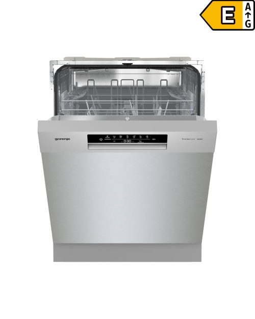 Gorenje 13 seturi GU642E90X – Mașină de spălat vase sub blat, Clasa E, SpeedWash 15 min, AquaStop, inox