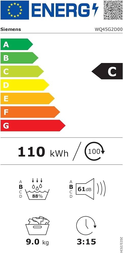 Siemens iQ500 9 kg WQ45G2D00 – uscător cu pompă de căldură, Clasa C, selfCleaning Condenser, autoDry