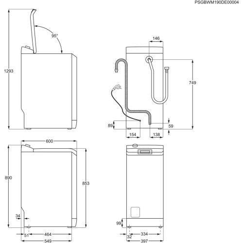 AEG 7 kg LTR6A60370 (913143675) – mașină de spălat verticală, 1300 rpm, ProSense, SoftOpening, Clasa A