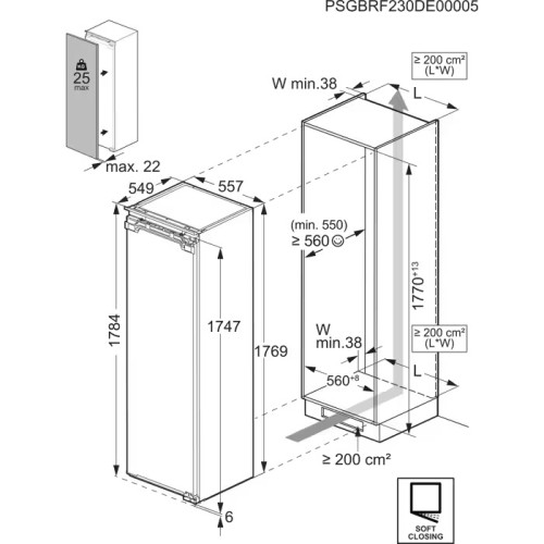 Electrolux 252 L IK2805SZL (923587304) – Răcitor/Frigider incorporabil cu congelator, Clasa E, NaturaFresh 0°C, MultiFlow, SoftClosing
