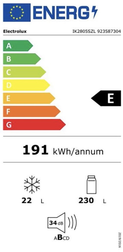 Electrolux 252 L IK2805SZL (923587304) – Răcitor/Frigider incorporabil cu congelator, Clasa E, NaturaFresh 0°C, MultiFlow, SoftClosing