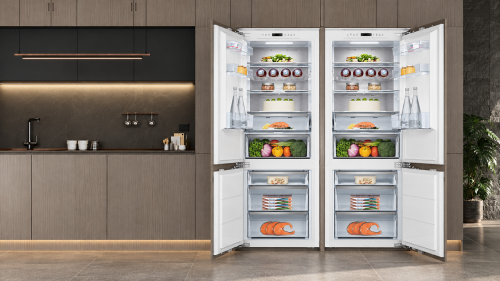 Hanseatic 504 L, 2× HEKGS17754CNF – Set combine frigorifice încorporabile tip French Door, Clasa C, Total No Frost, Smart Zone, import Germania 🇩🇪