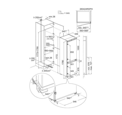 Electrolux 257 L ENT6NE18S – Combină frigorifică încorporabilă, Clasa E, import Germania 🇩🇪
