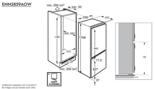 Electrolux 249 L ENN2859AOW – Combină frigorifică încorporabilă, TwinTech No Frost