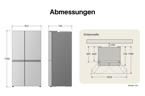 LG 628 L GSXE91MBAD – Frigider Side-by-Side, clasa D, import Germania 🇩🇪