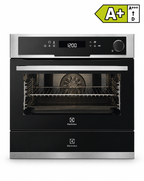 Electrolux – Set cuptor compact cu abur EVY9747AAX + sertar de încălzire KBD4X, inox și sticlă neagră