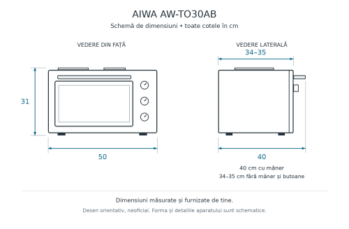AIWA 30 L AW-TO30AB – Cuptor electric de masă cu două plite neincorporabil