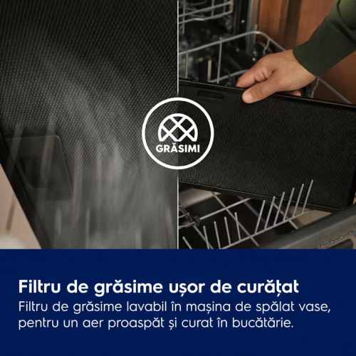 Electrolux 90 cm LFI519X – Hotă pentru insulă, inox și sticlă curbată, clasa C