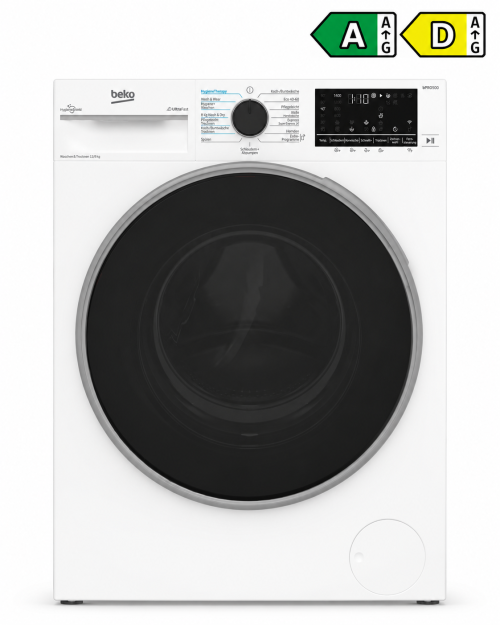 Beko 12/8 kg B3DFT512447W – Mașină de spălat rufe cu uscător, clasa A spălare / D spălare și uscare, import Germania 🇩🇪